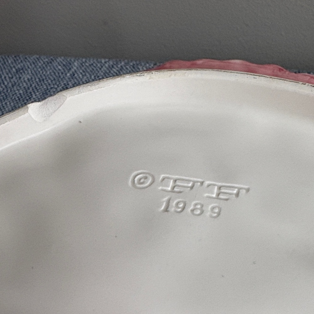 F&F Cabbage Leaf Red Pink Serving Bowl Dish Lettuce Large Vintage Rare 1989 - Picture 7 of 14
